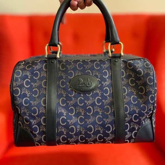 CELINE Vintage C Macadam Boston Navy Canvas/Leather Bag - Picture 5 of 6